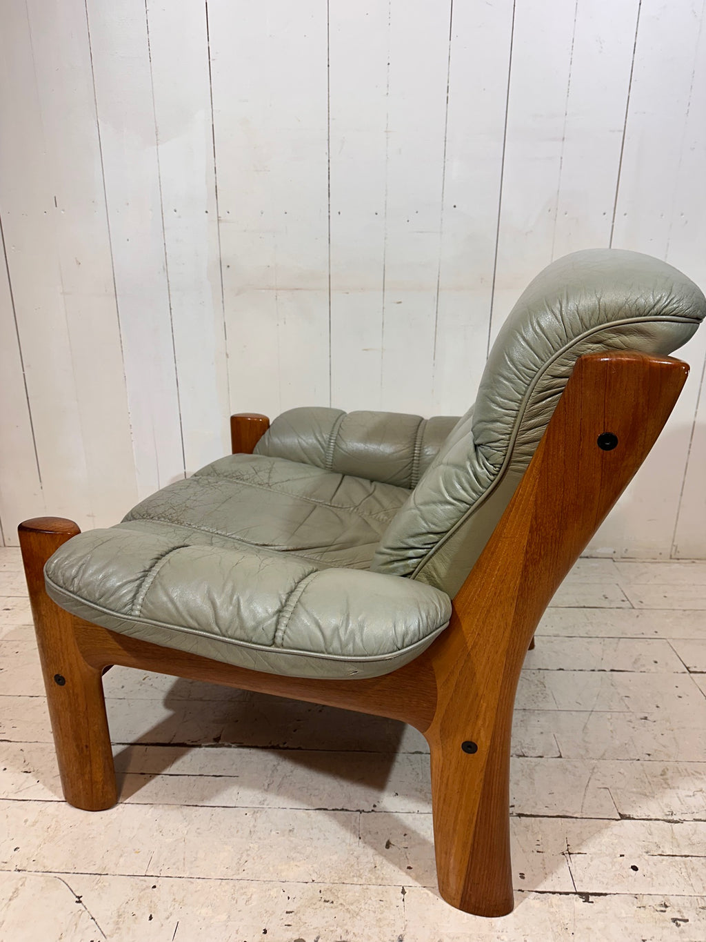 Swedish Mid Century Distressed Leather Armchair by Ekornes