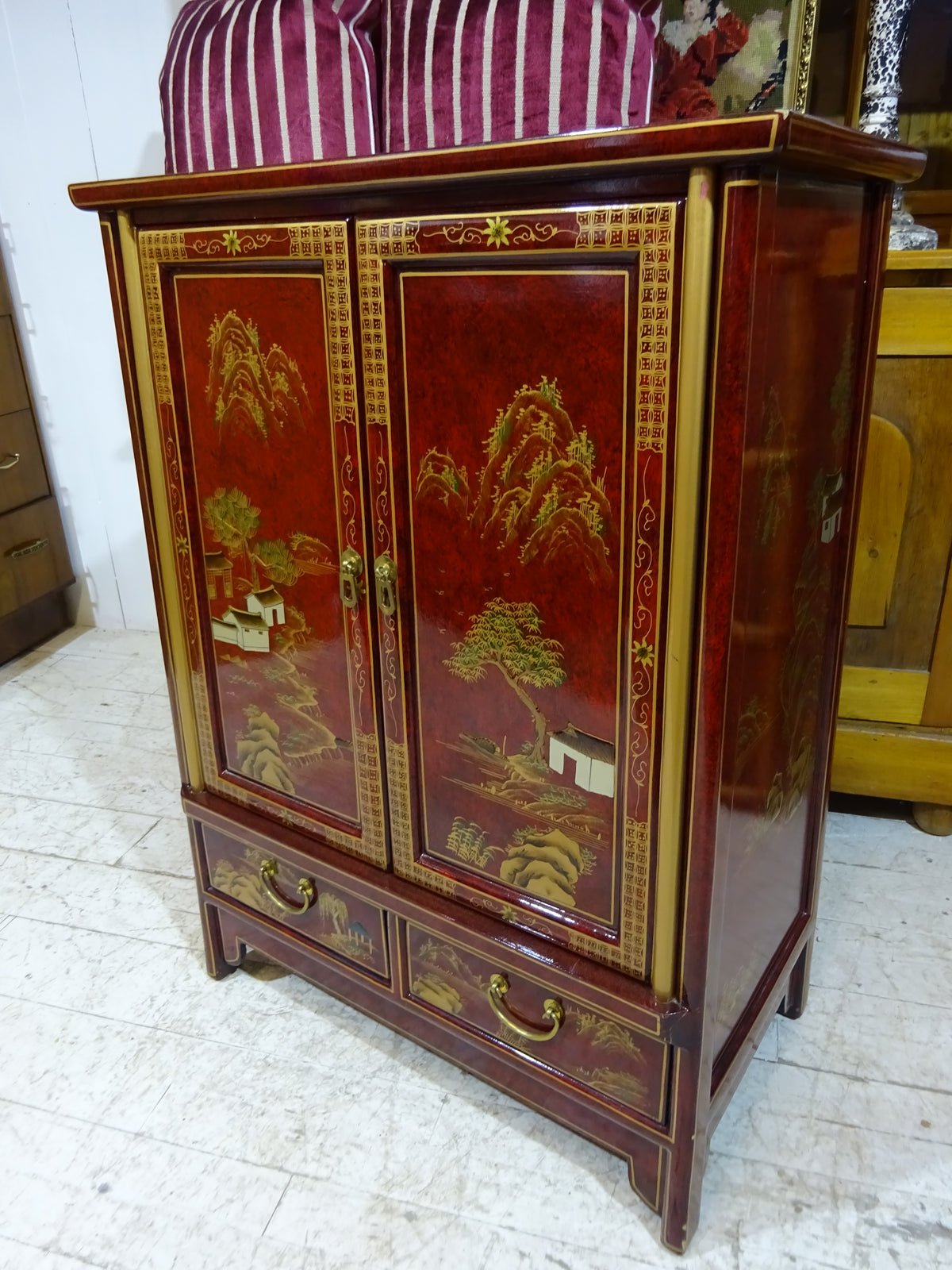 Retro Lacquered Chinese Cabinet