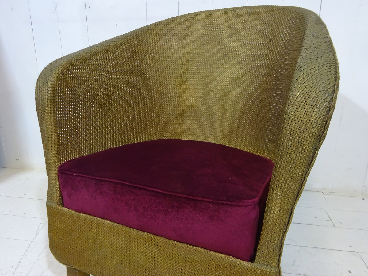Original Lloyd Loom Bedroom Chair with Velvet Seat Pad