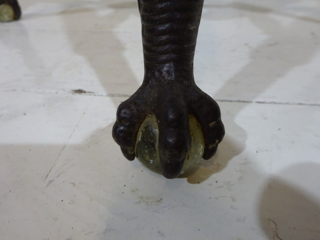 Victorian Oak Adjustable Stool With Claw & Glass Feet