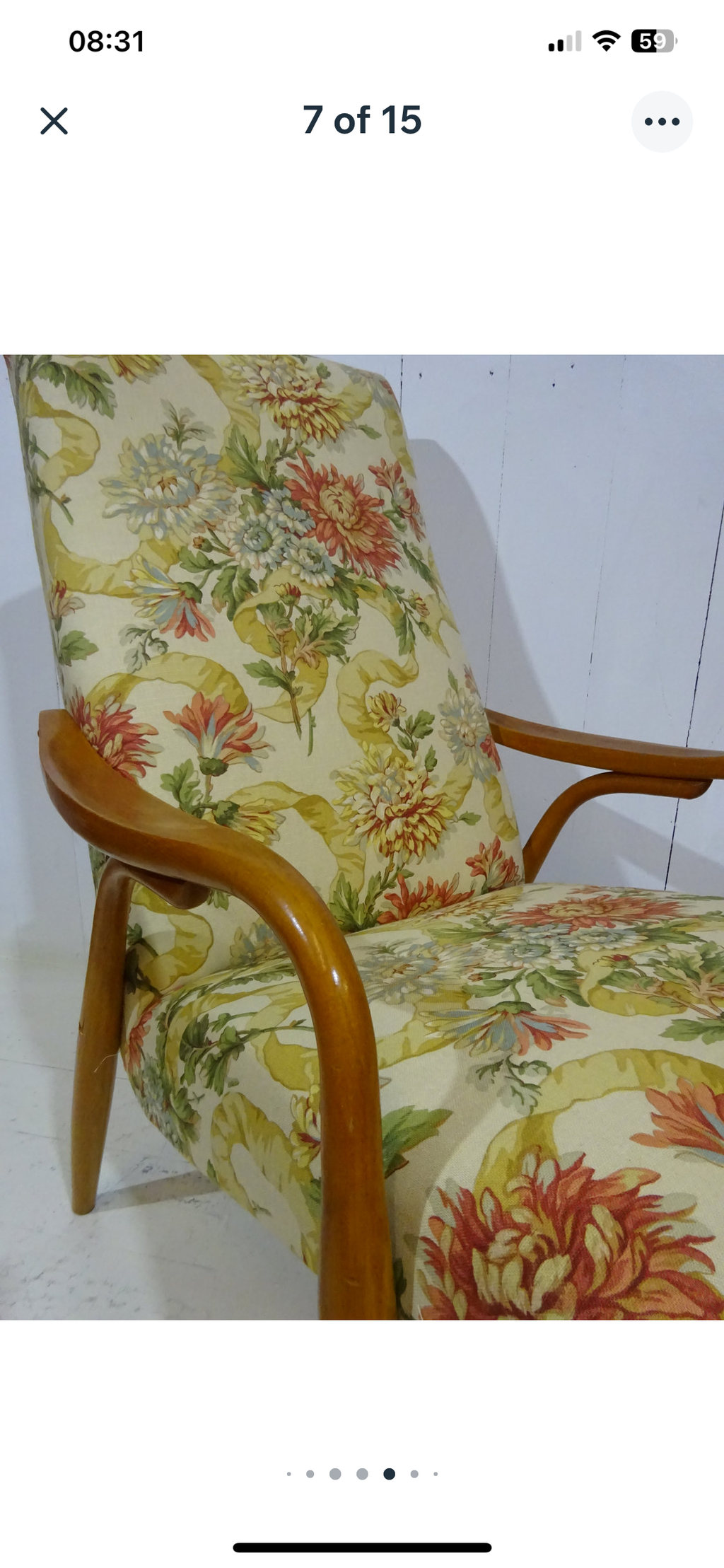 Mid Century Lounge Chair in Floral Fabric