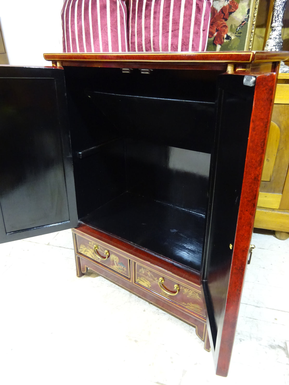 Retro Lacquered Chinese Cabinet