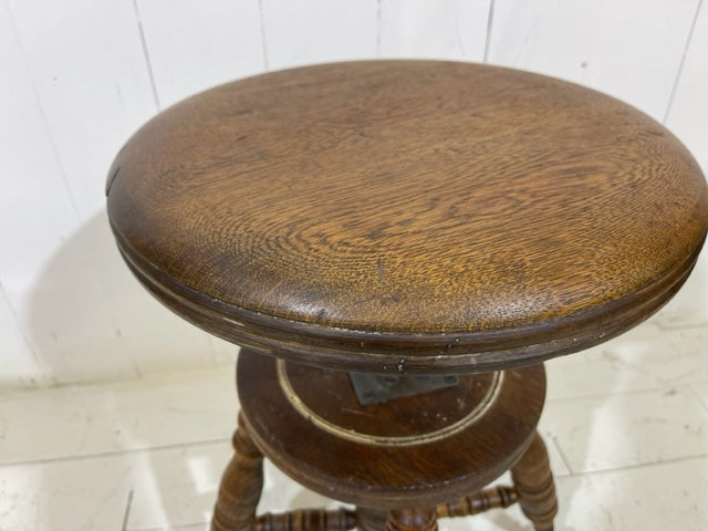 Victorian Claw & Glass Feet Oak Adjustable Stool