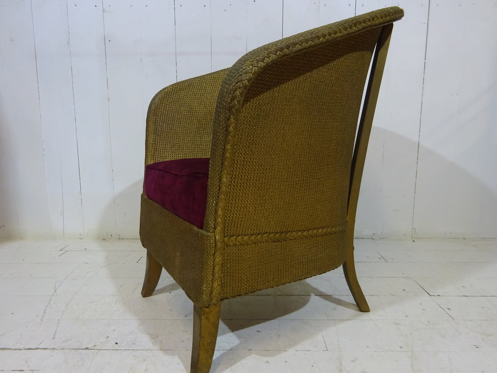Original Lloyd Loom Bedroom Chair with Velvet Seat Pad