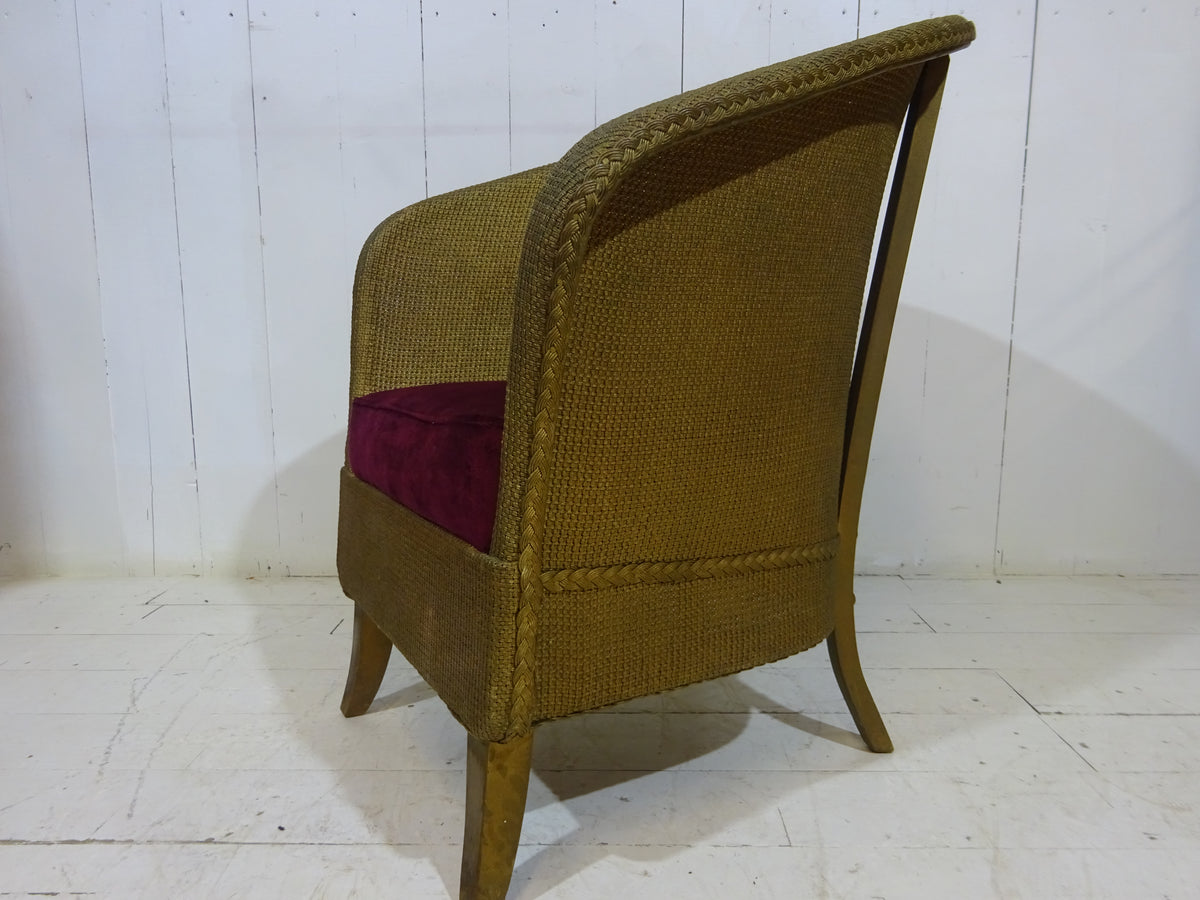 Original Lloyd Loom Bedroom Chair with Velvet Seat Pad