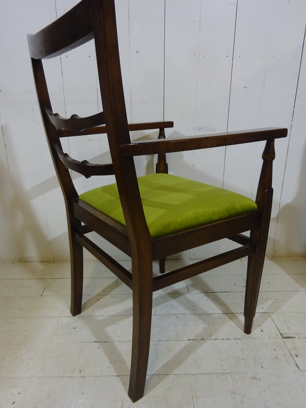 Art Deco Desk Chair in Walnut with Velvet Seat Pad