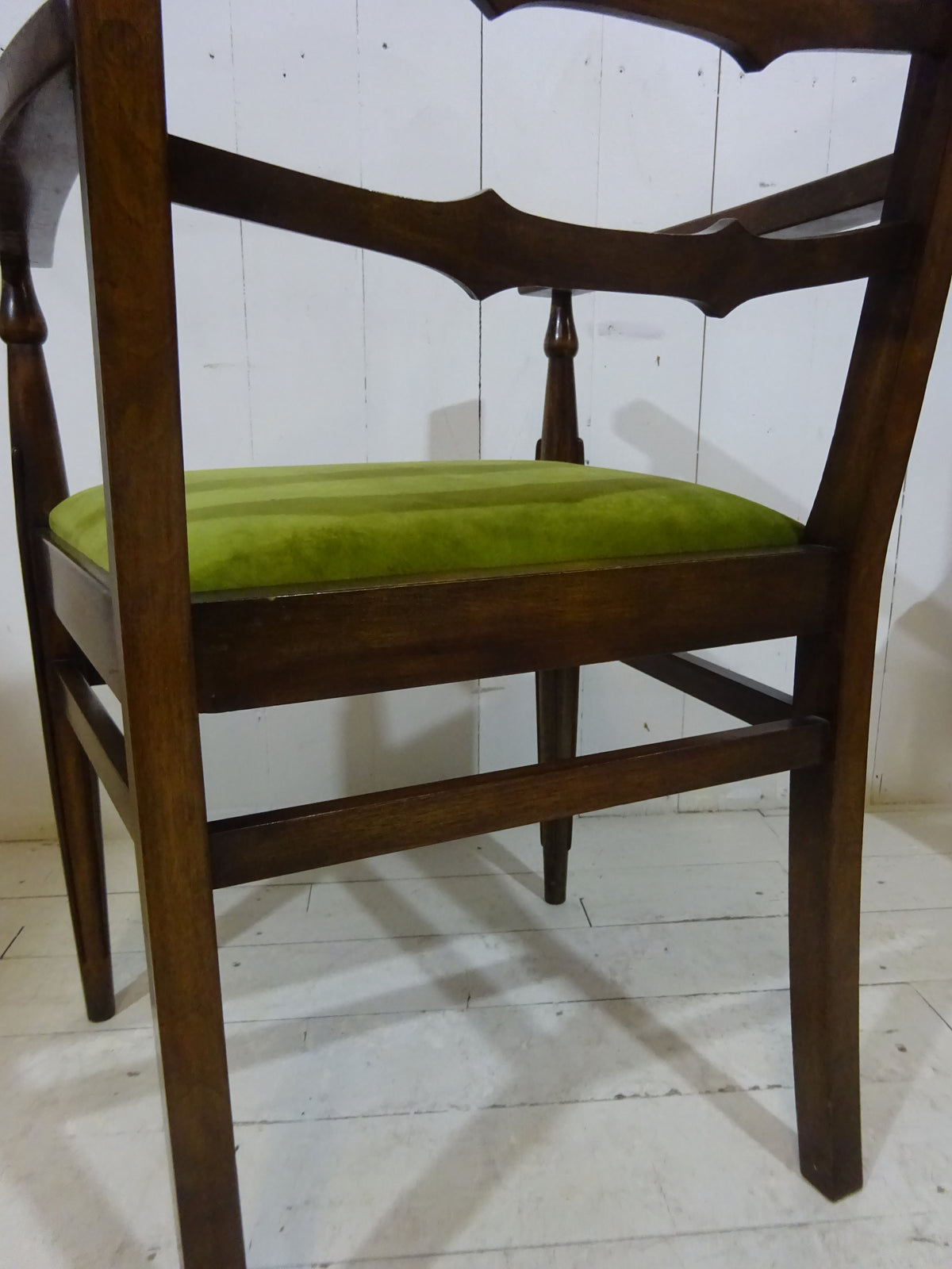 Art Deco Desk Chair in Walnut with Velvet Seat Pad