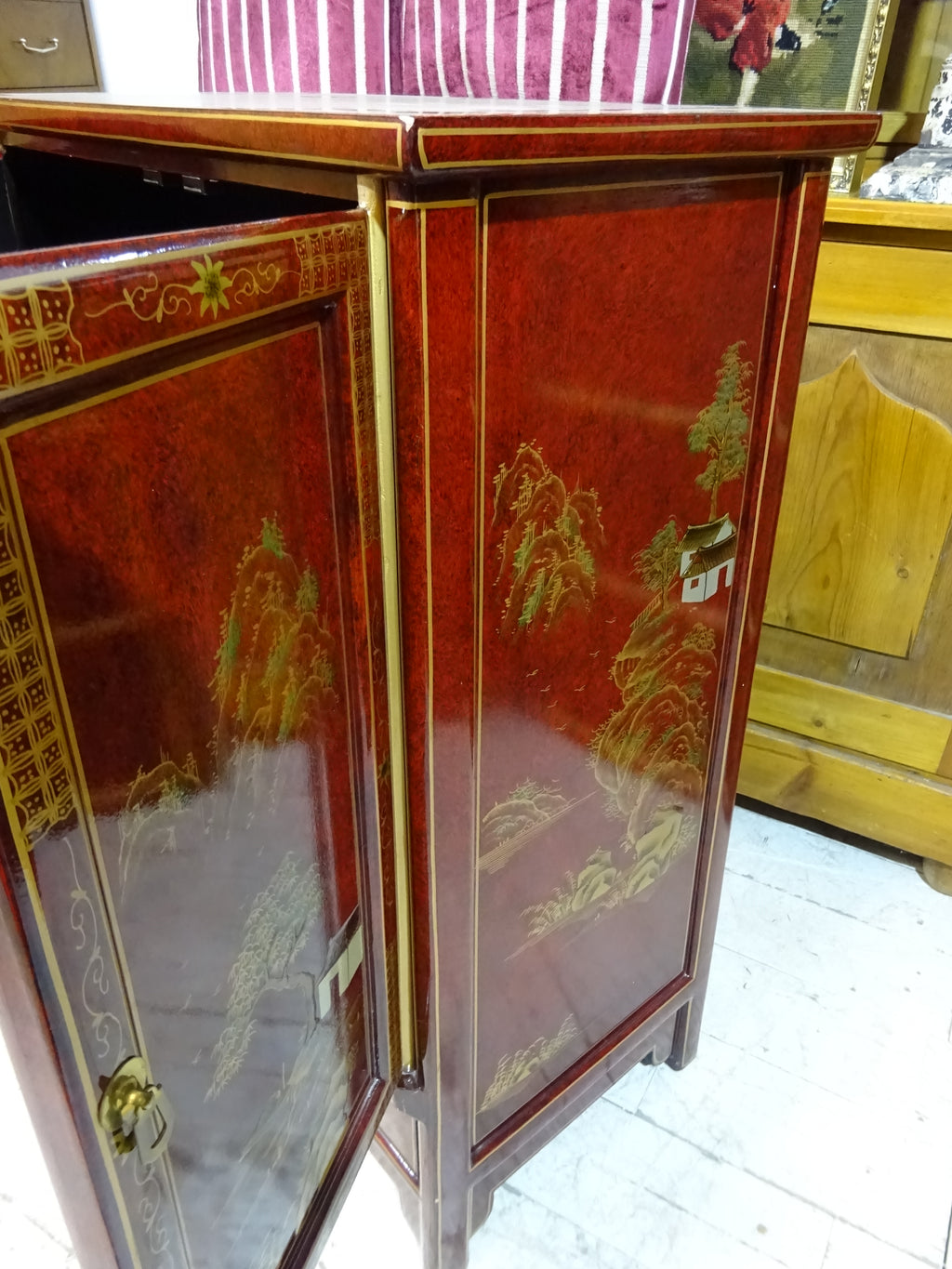 Retro Lacquered Chinese Cabinet